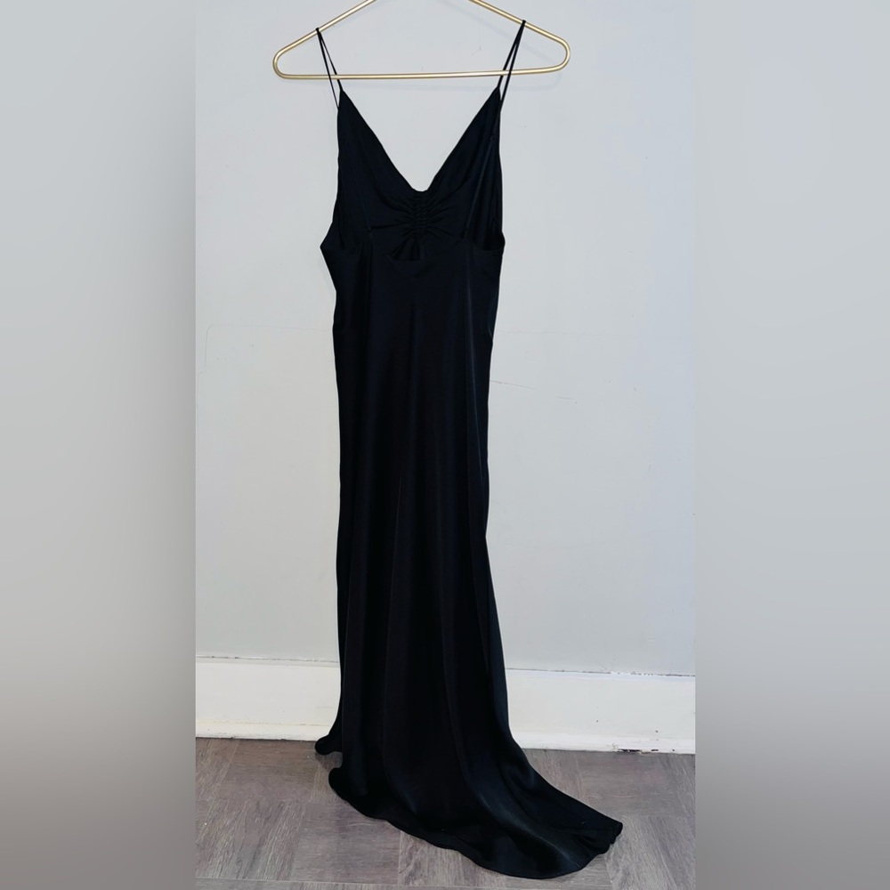 ALL SAINTS Slip Dress Drawstring Black Midi Sz 10 - Picture 4 of 11